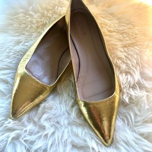 J. Crew Gold Pointed Flats sz 11